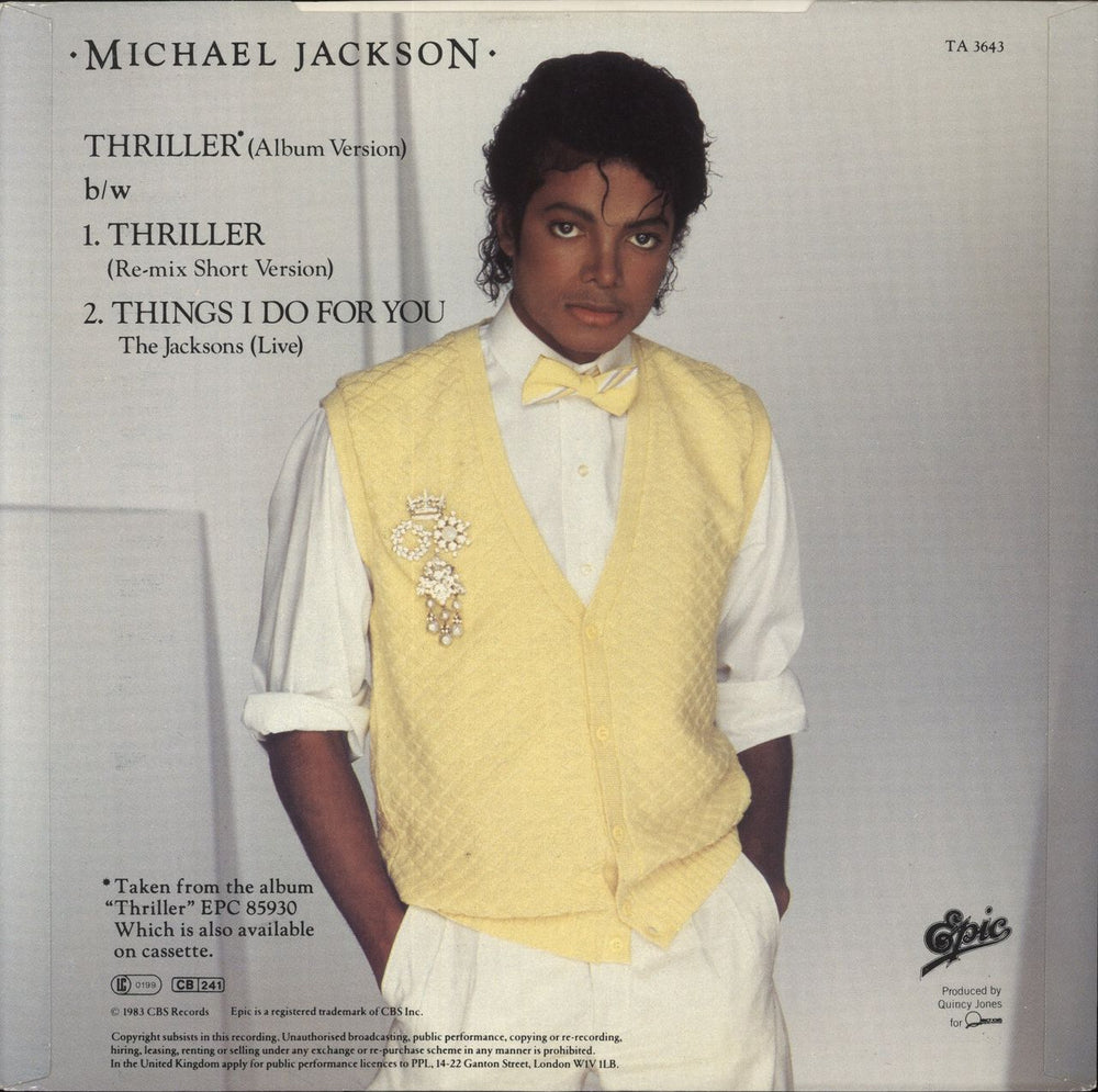 Michael Jackson Thriller UK 12" vinyl single (12 inch record / Maxi-single)