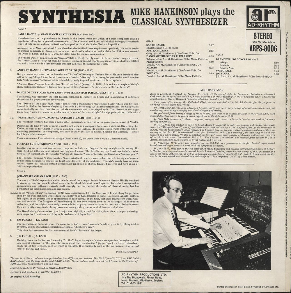 Mike Hankinson Synthesia UK vinyl LP album (LP record)