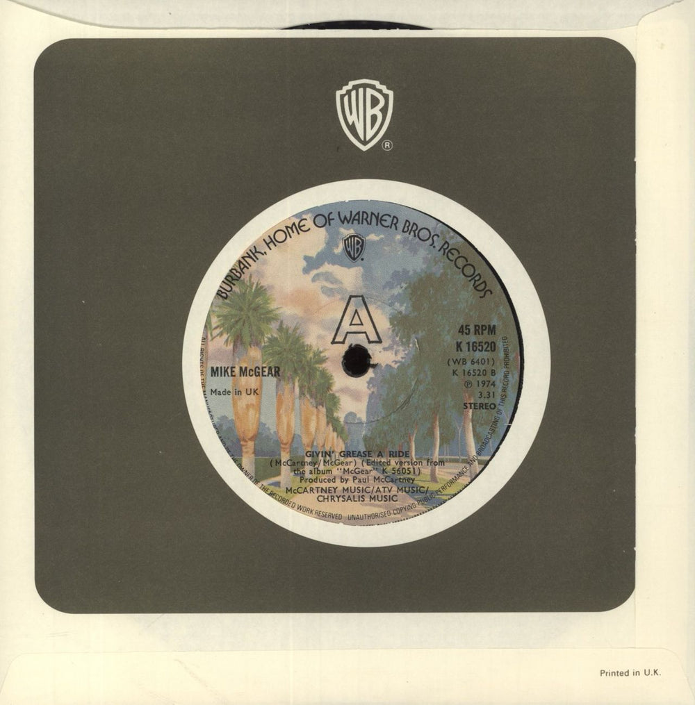 Mike McGear Givin' Grease A Ride UK 7" vinyl single (7 inch record / 45) K16520