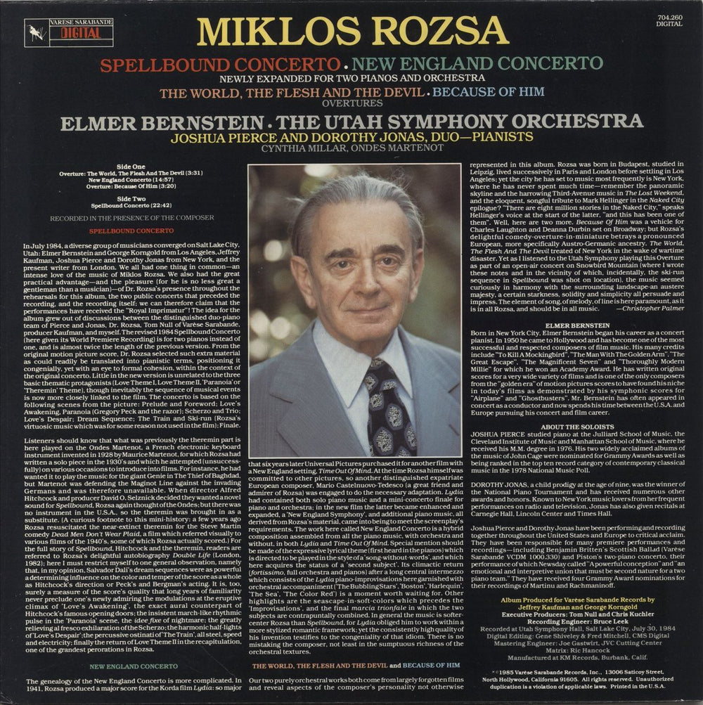 Miklos Rozsa Spellbound Concerto, New England Concerto, etc... UK vinyl LP album (LP record)