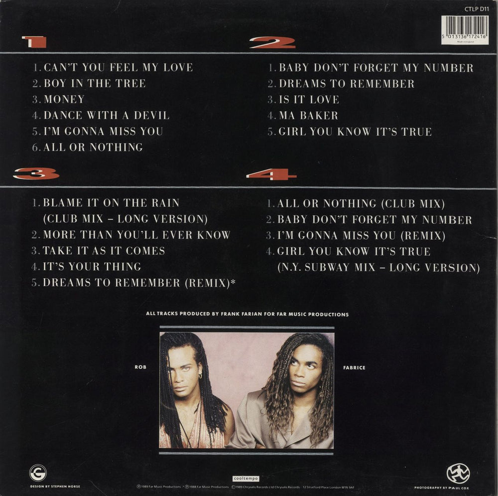 Milli Vanilli 2 x 2 (Two x Two) UK 2-LP vinyl record set (Double LP Album) 5013136172416