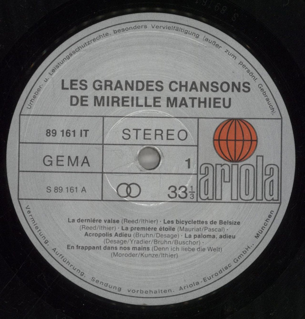 Mireille Mathieu Les Grandes Chansons De Mireille Mathieu German vinyl LP album (LP record) MM-LPLE859078