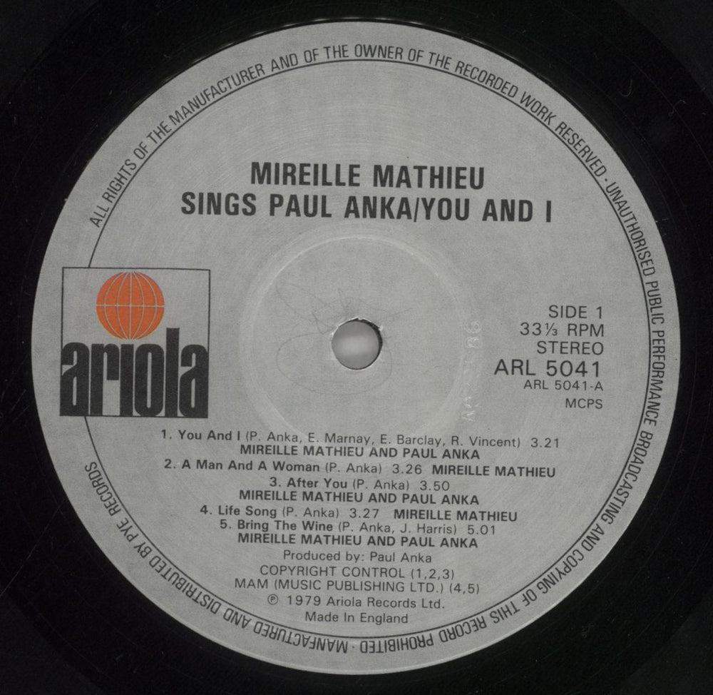 Mireille Mathieu Mireille Mathieu Sings Paul Anka - You And I - Hype Stickered Sleeve UK vinyl LP album (LP record) MM-LPMI859105