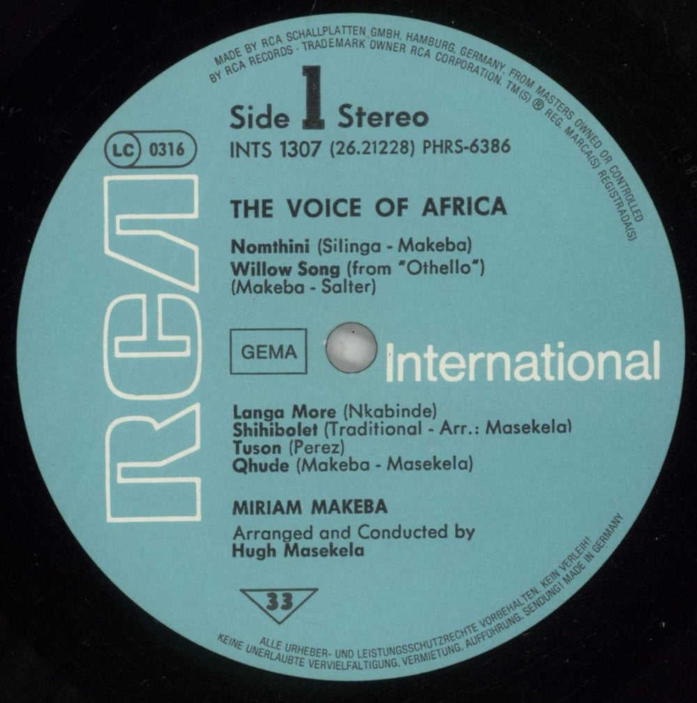 Miriam Makeba The Voice Of Africa German vinyl LP album (LP record) 4MMLPTH876029