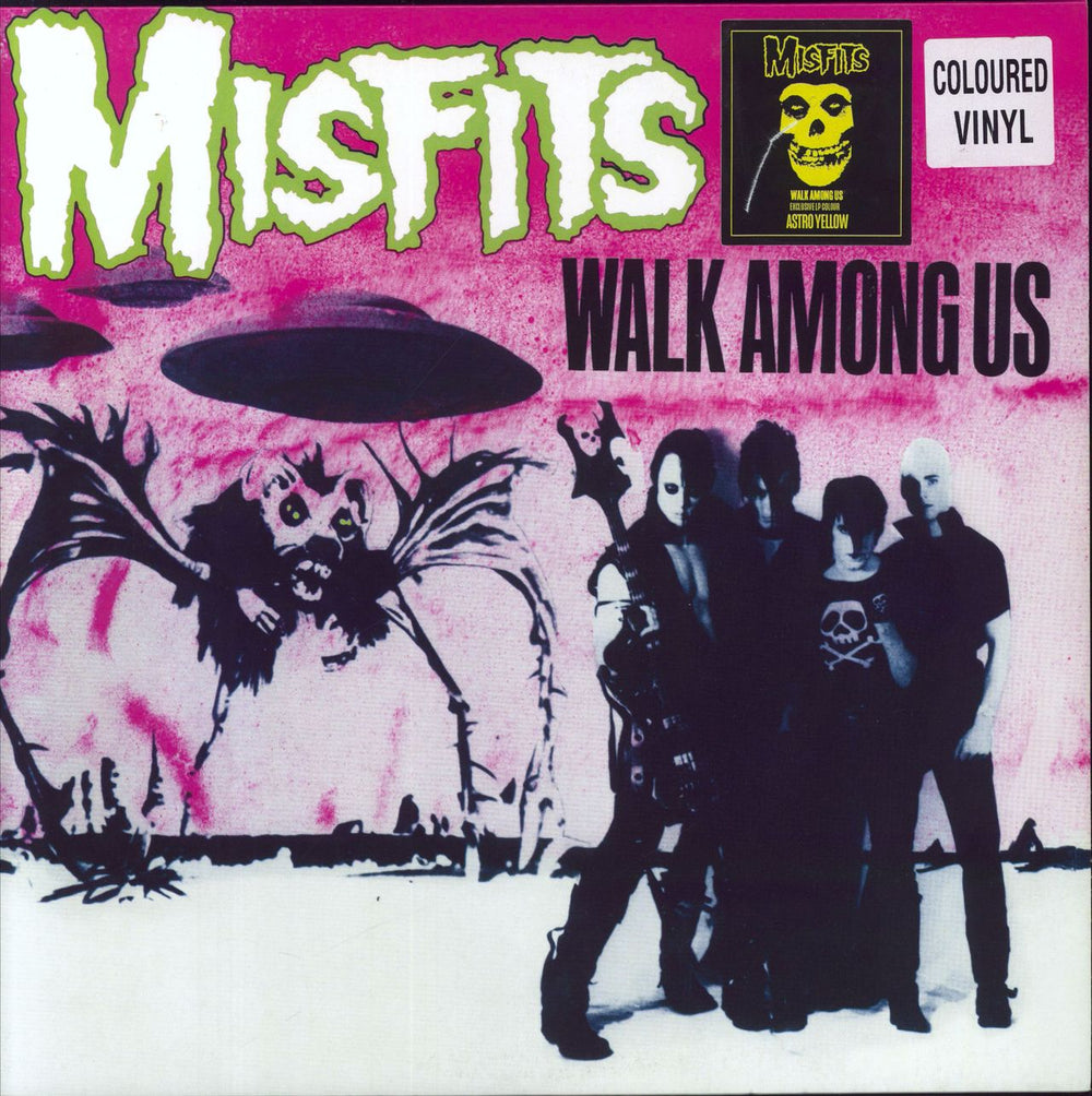 Misfits Walk Among Us - Astro Yellow Vinyl UK vinyl LP album (LP record) MOSH666