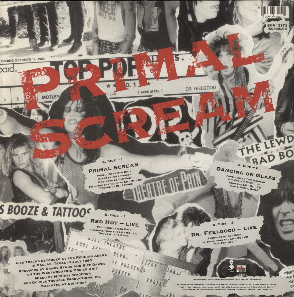 Motley Crue Primal Scream + Patch - EX UK 12" vinyl single (12 inch record / Maxi-single) 075596650694