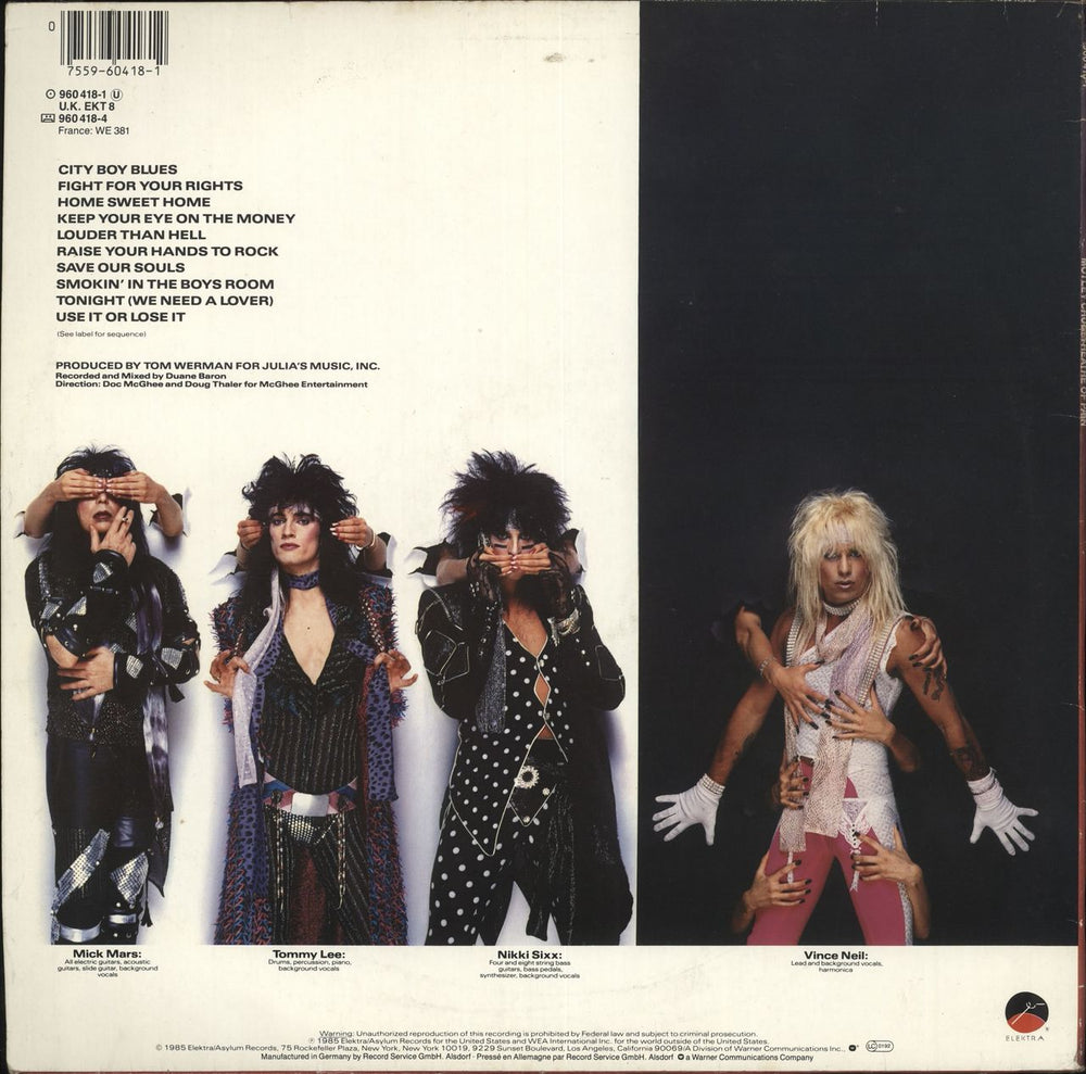 Motley Crue Theatre Of Pain - EX UK vinyl LP album (LP record) 075596041812