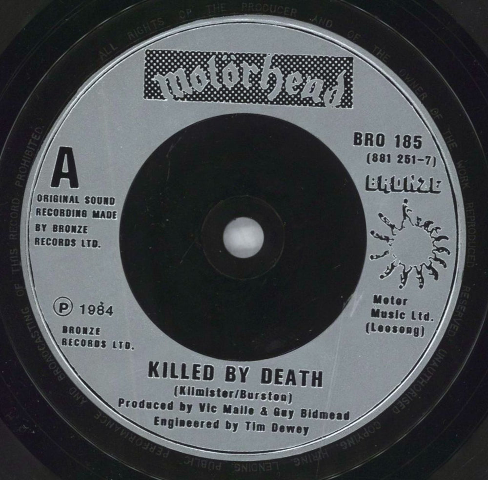 Motorhead Killed By Death - Silver injection labels UK 7" vinyl single (7 inch record / 45) MOT07KI827134