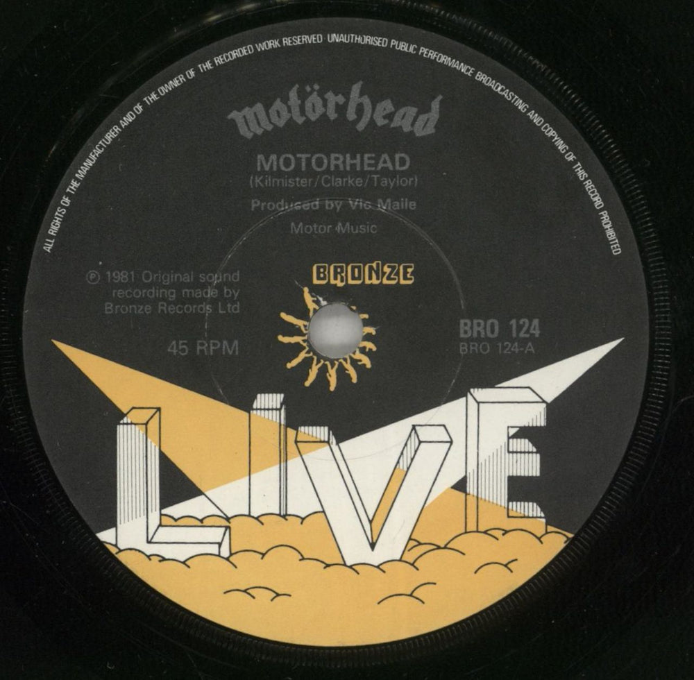 Motorhead Motorhead - Live + Sleeve UK 7" vinyl single (7 inch record / 45) MOT07MO86803