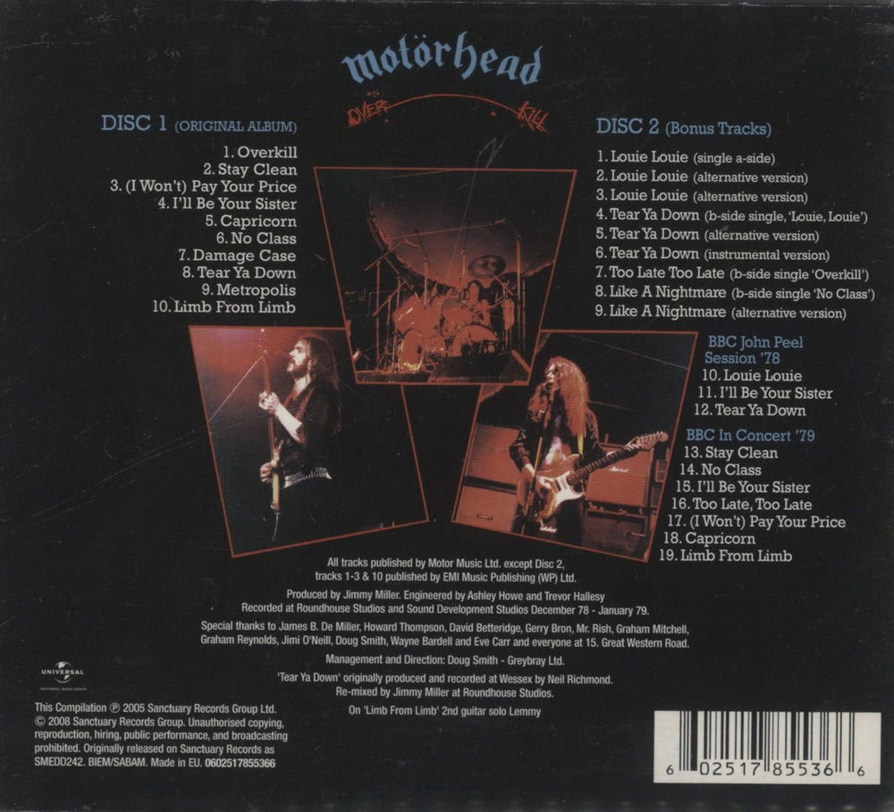 Motorhead Overkill - Deluxe Edition UK 2 CD album set (Double CD) 602517855366