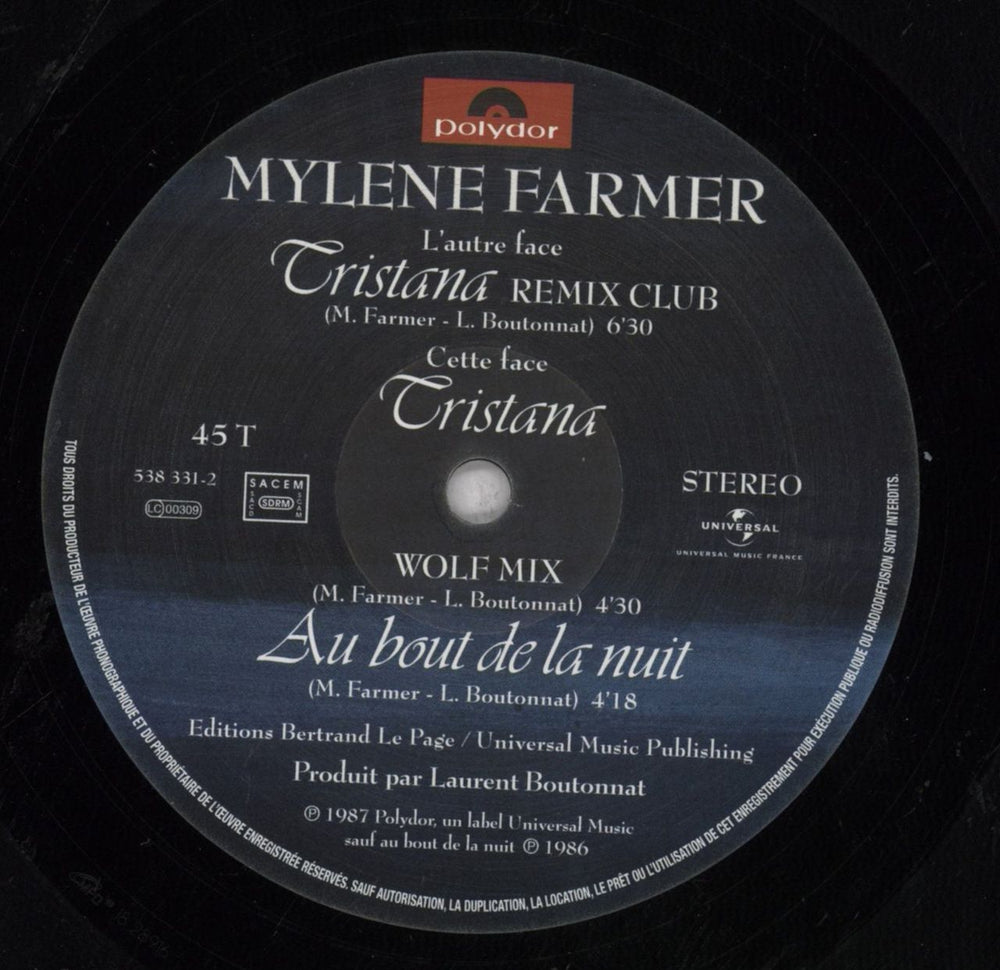 Mylene Farmer Tristana - DJ Remix French 12" vinyl single (12 inch record / Maxi-single) MYL12TR846714