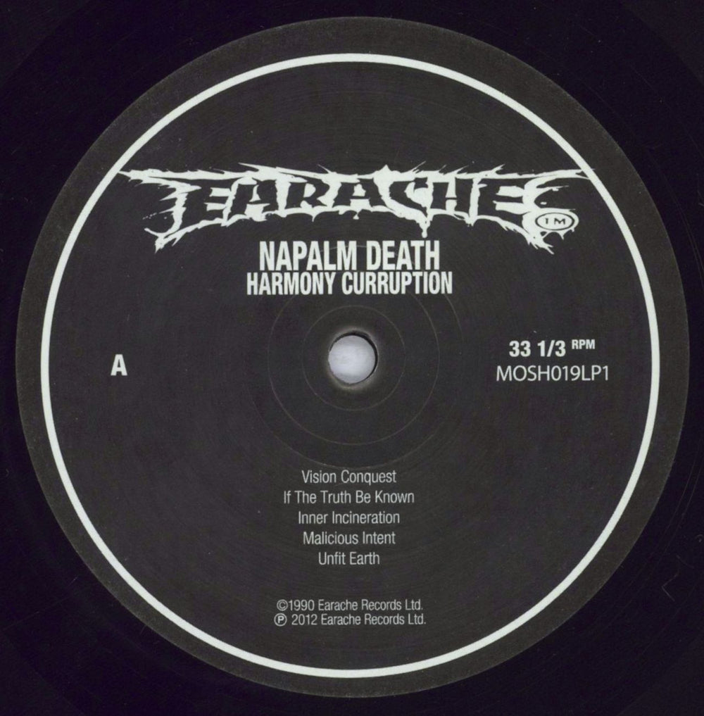 Napalm Death Harmony Corruption UK vinyl LP album (LP record) NAPLPHA832610