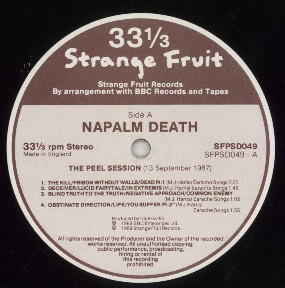 Napalm Death The Peel Sessions UK 12" vinyl single (12 inch record / Maxi-single) NAP12TH575035