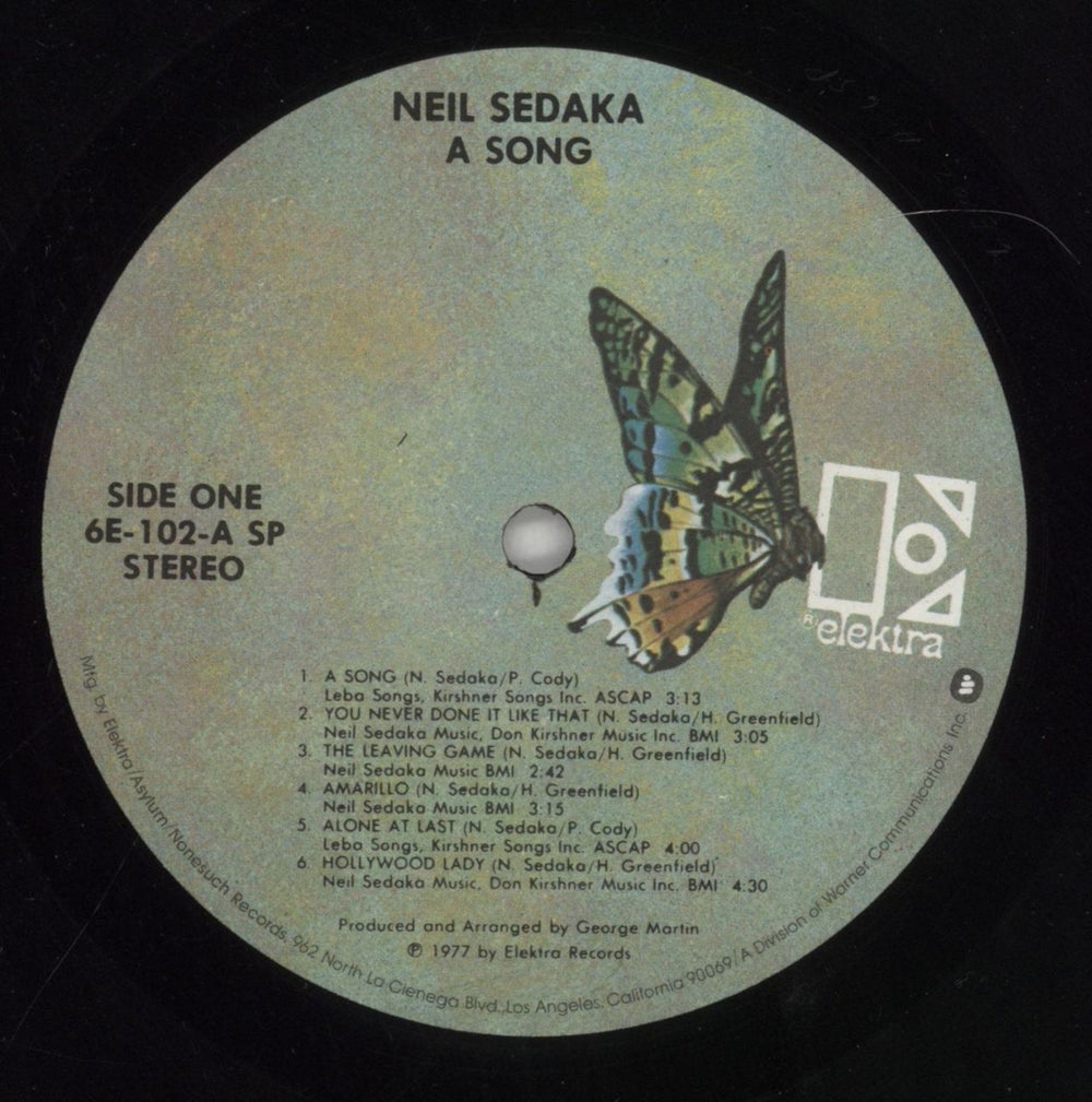 Neil Sedaka A Song - Shrink US vinyl LP album (LP record) NSKLPAS858394