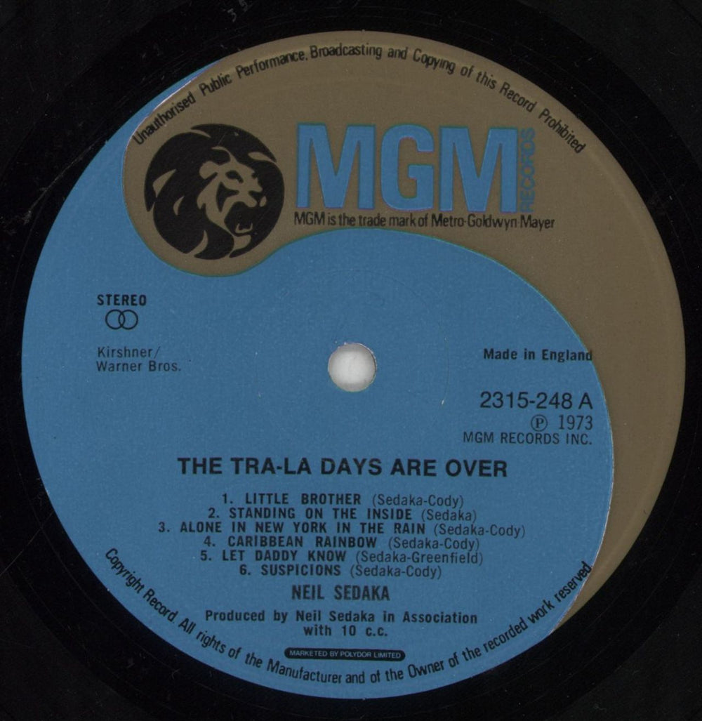 Neil Sedaka The Tra-La Days Are Over UK vinyl LP album (LP record) NSKLPTH701571