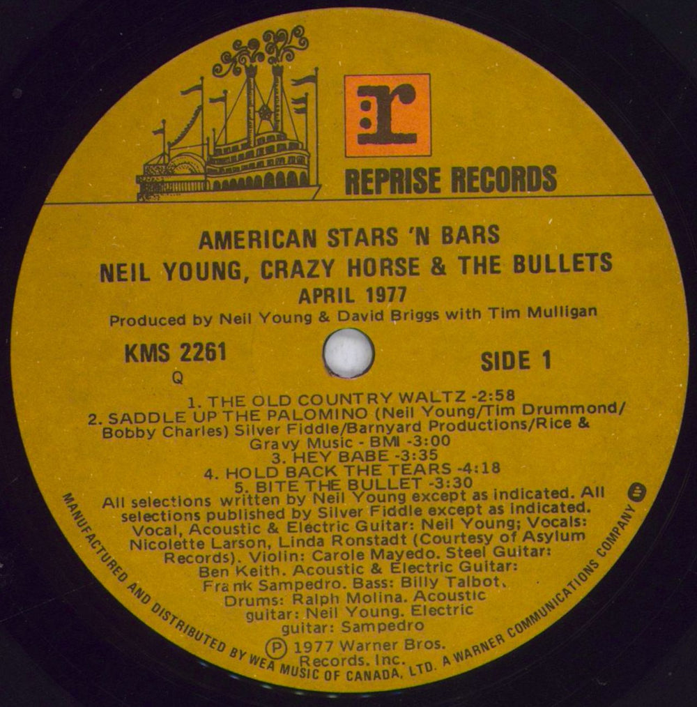 Neil Young American Stars 'N Bars Canadian vinyl LP album (LP record) YOULPAM830527