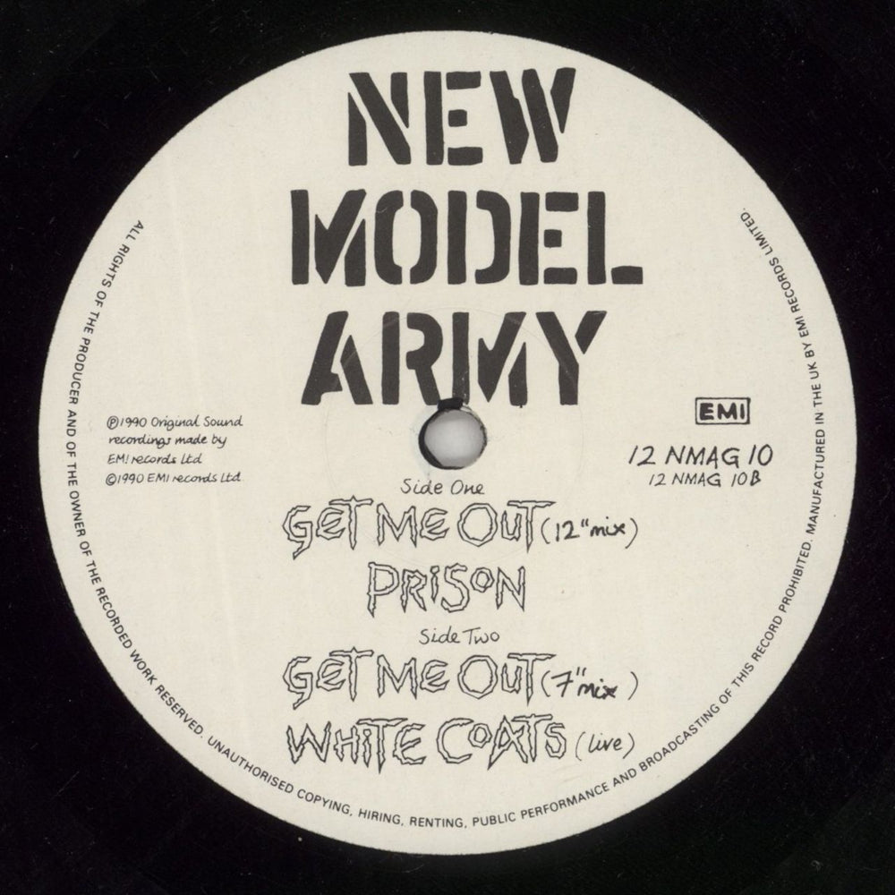 New Model Army Get Me Out + Poster - EX UK 12" vinyl single (12 inch record / Maxi-single) NMA12GE411113