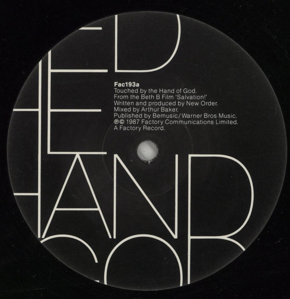 New Order Touched By The Hand Of God + Inner - EX UK 12" vinyl single (12 inch record / Maxi-single) NEW12TO38980