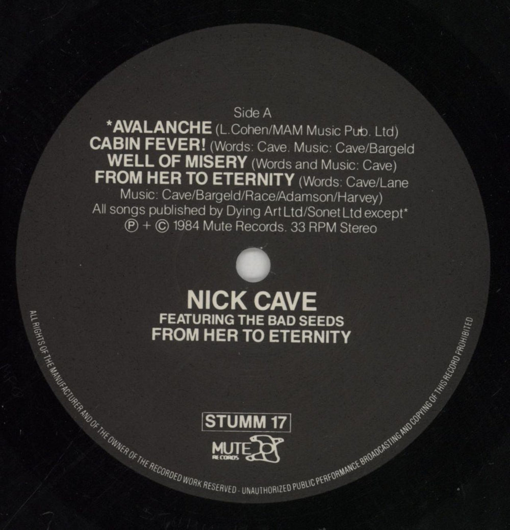 Nick Cave From Her To Eternity UK vinyl LP album (LP record) NCVLPFR174424