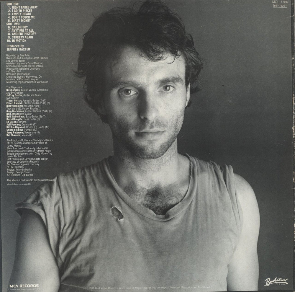 Nils Lofgren Night Fades Away UK vinyl LP album (LP record)