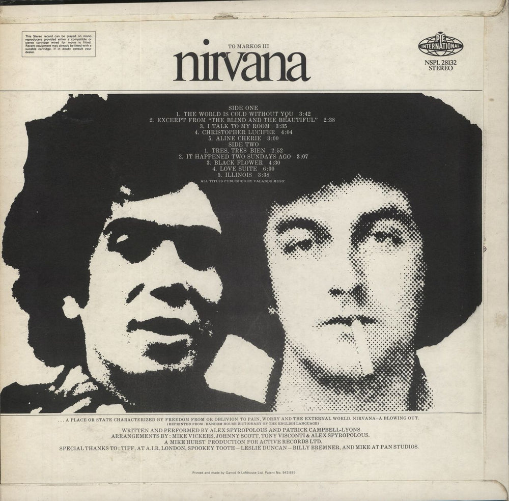 Nirvana (UK) Dedicated To Markos III UK vinyl LP album (LP record)