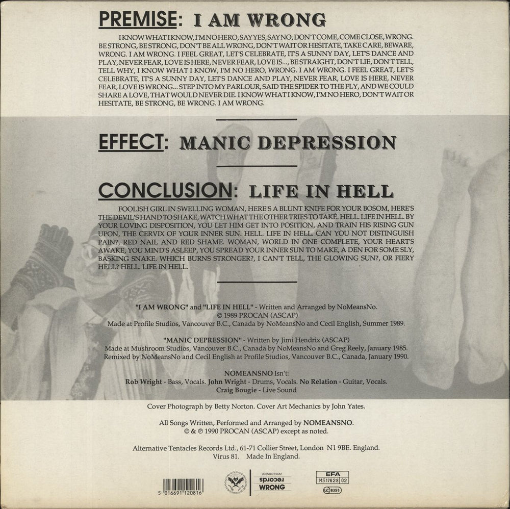 Nomeansno The Power Of Positive Thinking EP UK 12" vinyl single (12 inch record / Maxi-single) 5016691120816