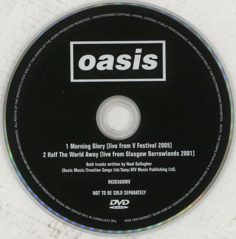 Oasis Morning Glory UK Promo digital video tape (DVC) OASDVMO545146