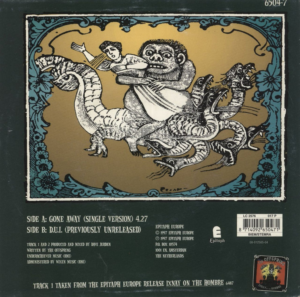 Offspring Gone Away UK 7" vinyl single (7 inch record / 45) 8714092650471