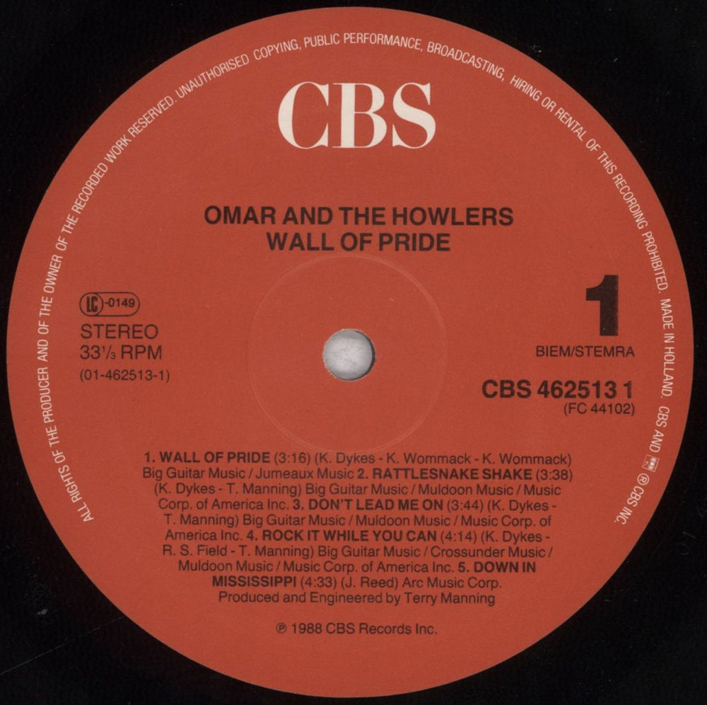 Omar And The Howlers Wall Of Pride Dutch vinyl LP album (LP record) OQALPWA840233