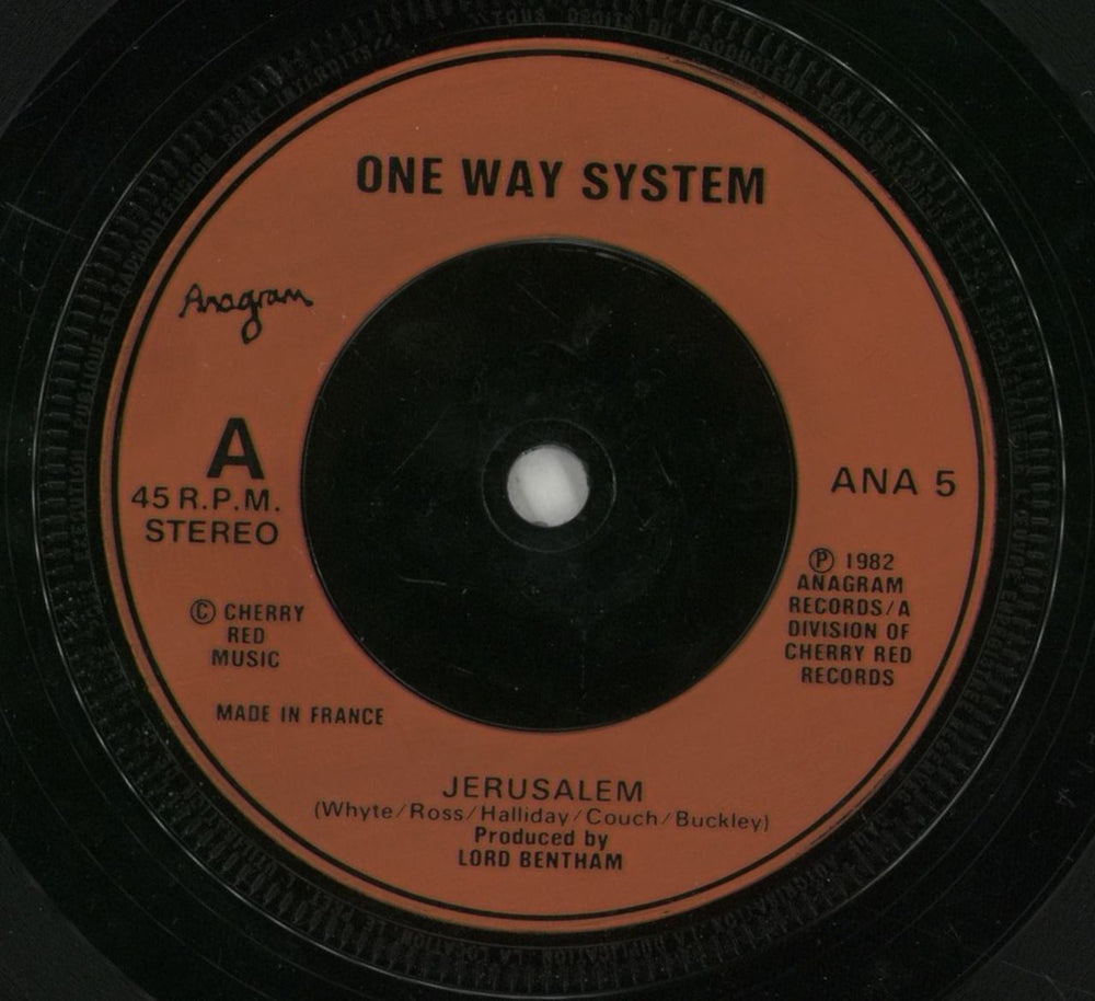 One Way System Jerusalem UK 7" vinyl single (7 inch record / 45) 39V07JE870879