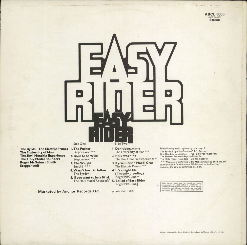 Original Soundtrack Easy Rider UK vinyl LP album (LP record)