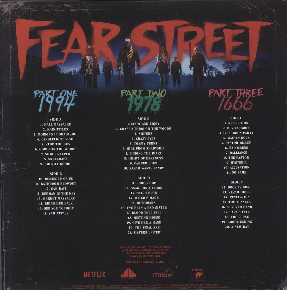 Original Soundtrack Fear Street [Music From The Netflix Trilogy Event] UK 3-LP vinyl record set (Triple LP Album)