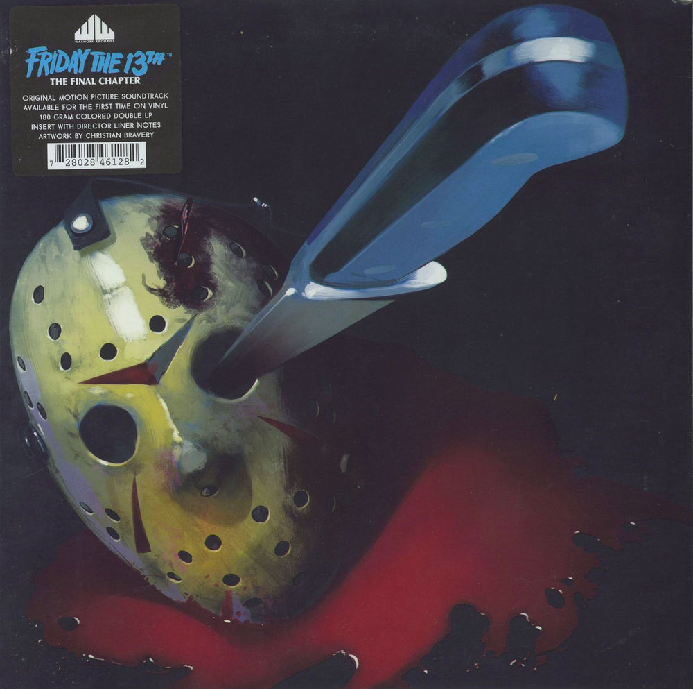 Original Soundtrack Friday The 13th The Final Chapter - Blue & White Swirl With Green + Hype Sticker US 2-LP vinyl record set (Double LP Album) WW13.4