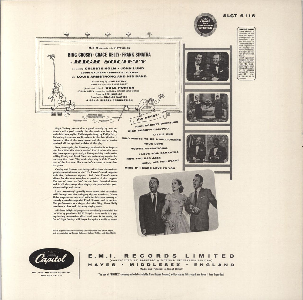 Original Soundtrack High Society - purple label UK vinyl LP album (LP record)