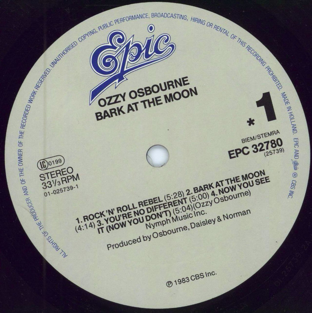 Ozzy Osbourne Bark At The Moon - 2nd Dutch vinyl LP album (LP record) OZZLPBA782816