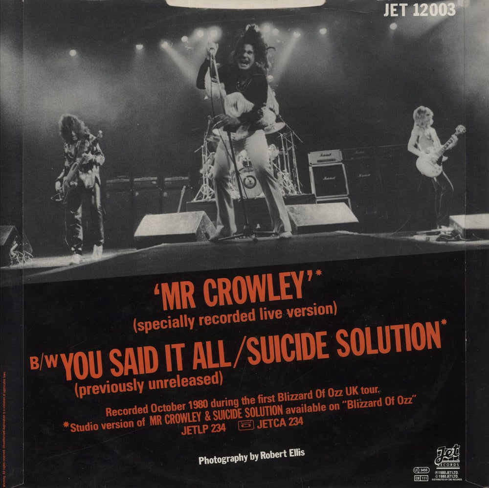 Ozzy Osbourne Mr Crowley - VG UK 12" vinyl single (12 inch record / Maxi-single)