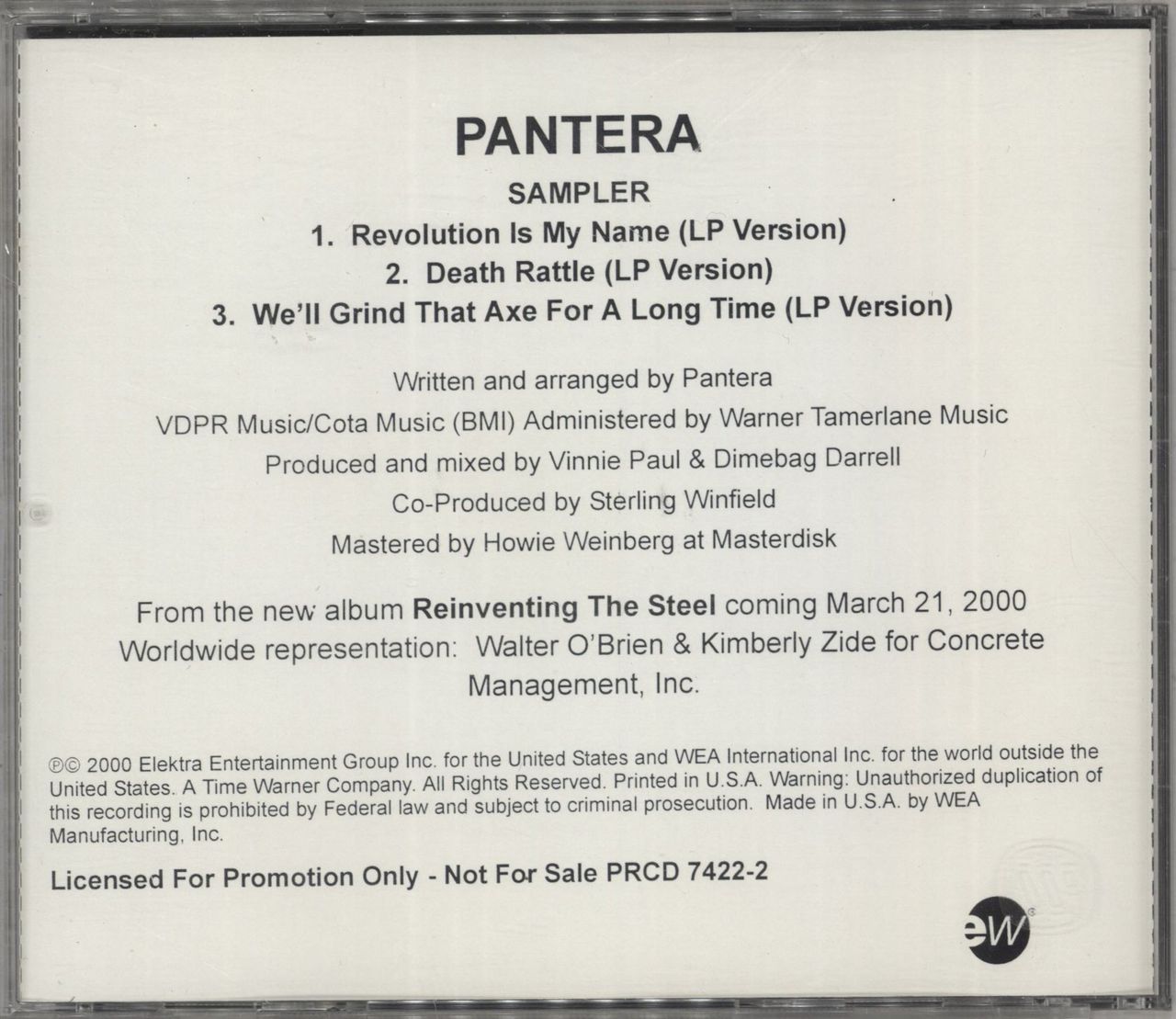 Pantera Sampler US Promo CD single (CD5 / 5\")