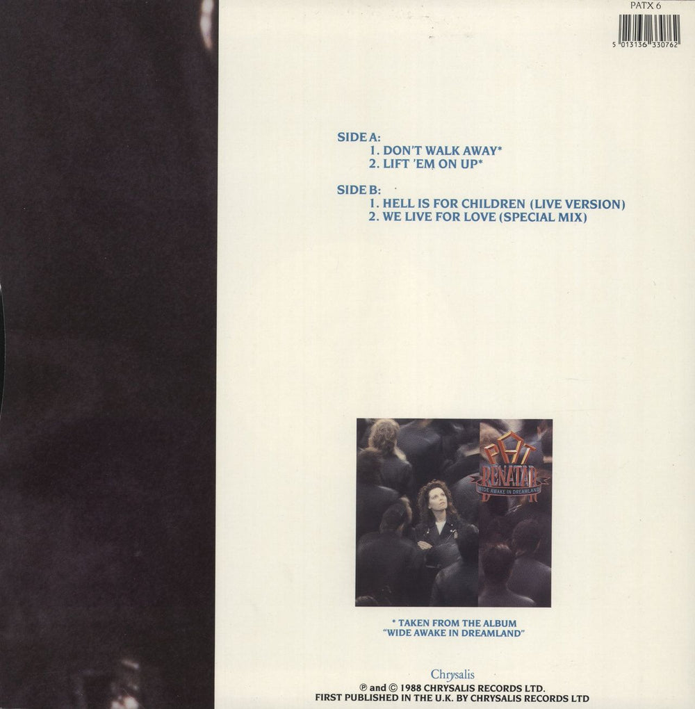 Pat Benatar Don't Walk Away + Poster UK 12" vinyl single (12 inch record / Maxi-single) 5013136330762
