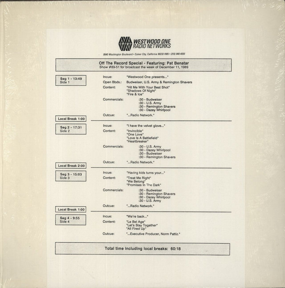 Pat Benatar Off The Record Special US 2-LP vinyl record set (Double LP Album)