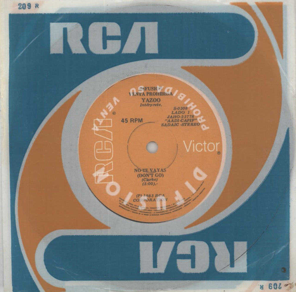 Pat Benatar Sombras De La Noche/No Te Vayas Argentinean 7" vinyl single (7 inch record / 45)