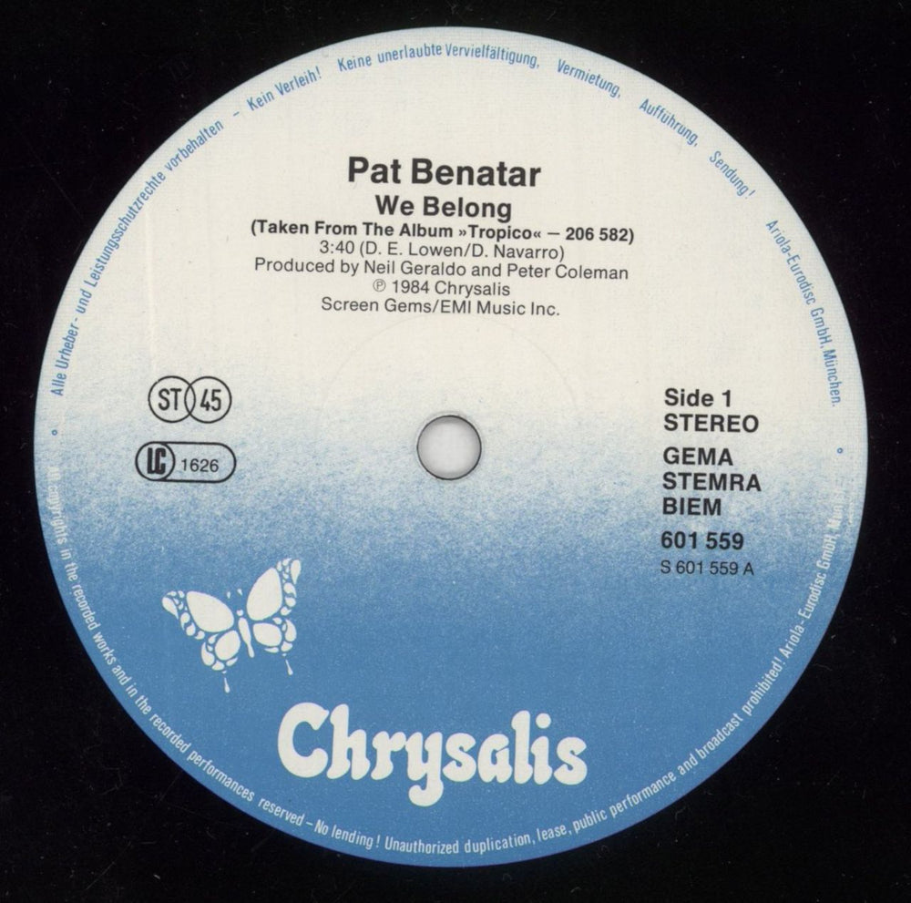 Pat Benatar We Belong US 12" vinyl single (12 inch record / Maxi-single) BEN12WE849969