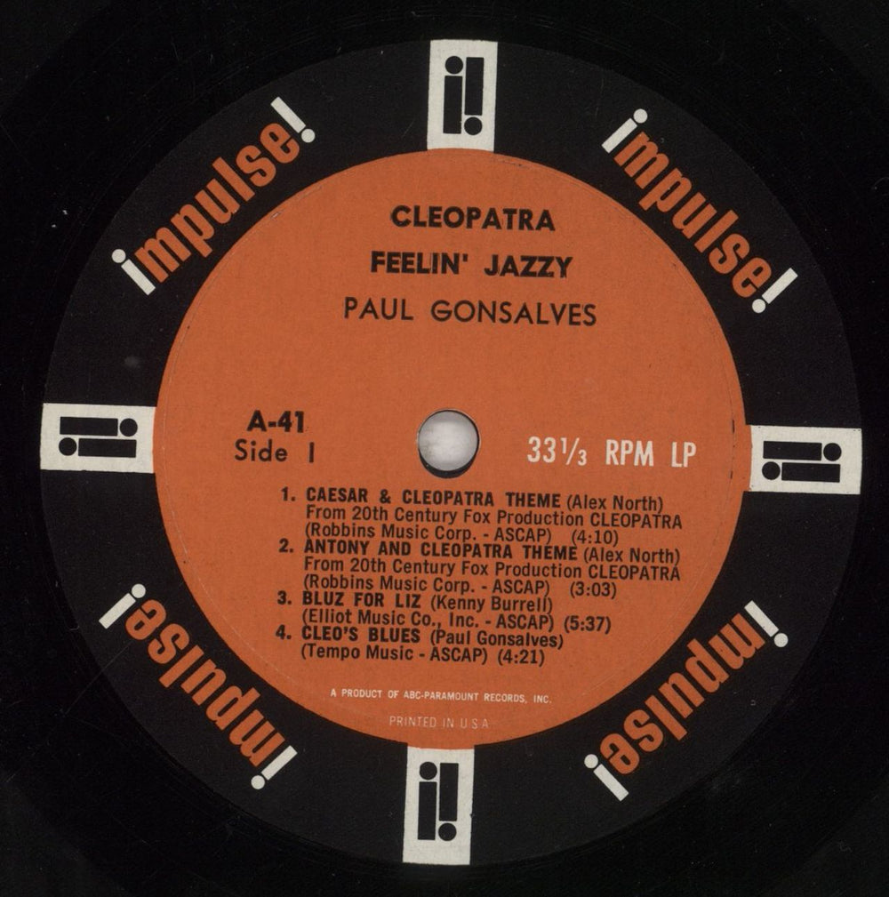 Paul Gonsalves Cleopatra Feelin' Jazzy - VG UK vinyl LP album (LP record) PGNLPCL855339