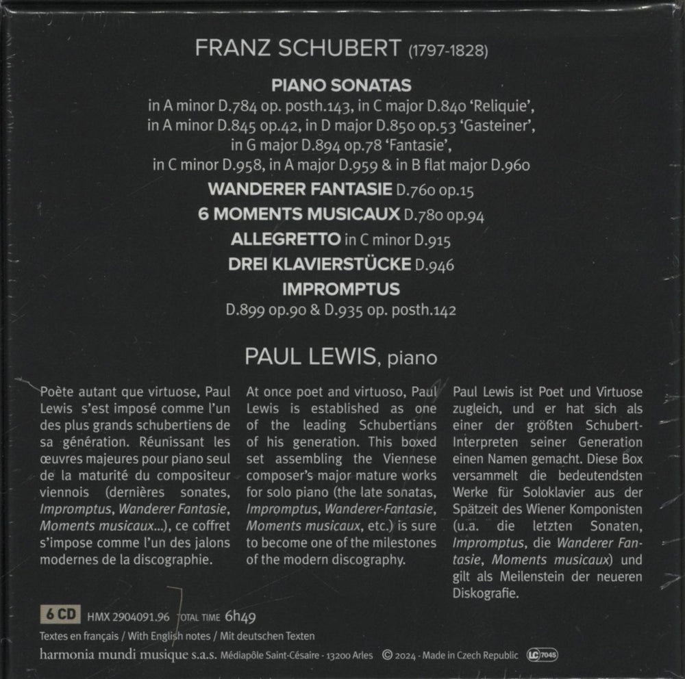 Paul Lewis Plays Schubert - Sealed Czech 6-CD album set 3149020950869