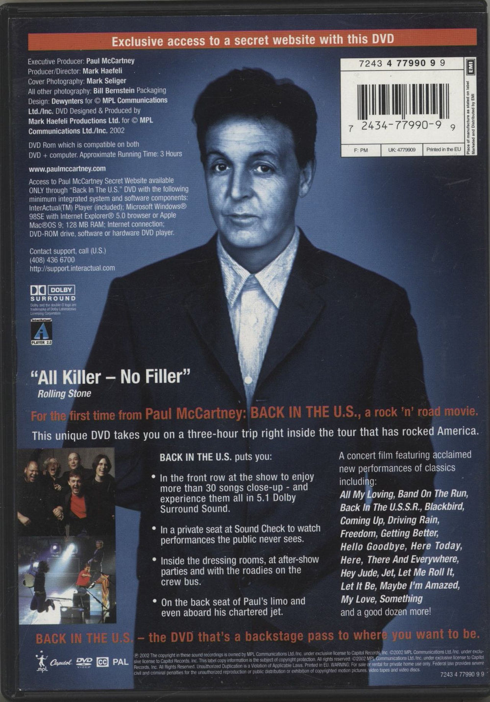 Paul McCartney and Wings Back In The U.S UK DVD 724347799099