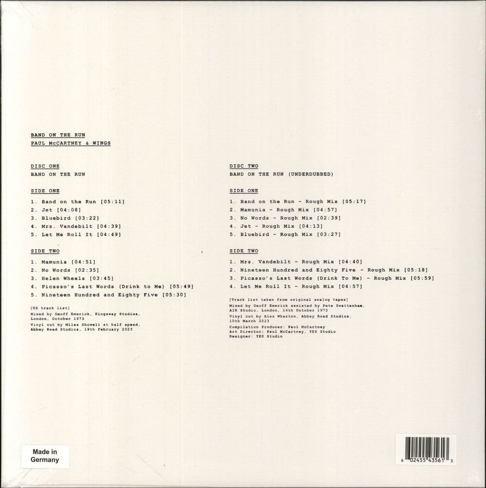 Paul McCartney and Wings Band On The Run - 50th - Sealed UK 2-LP vinyl record set (Double LP Album) 602455435613