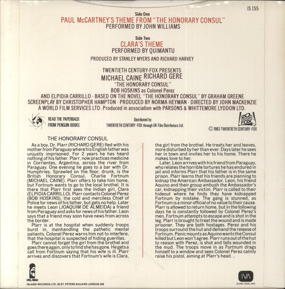 Paul McCartney and Wings Paul Mccartney's Theme From The Honorary Consul - EX UK 7" vinyl single (7 inch record / 45)