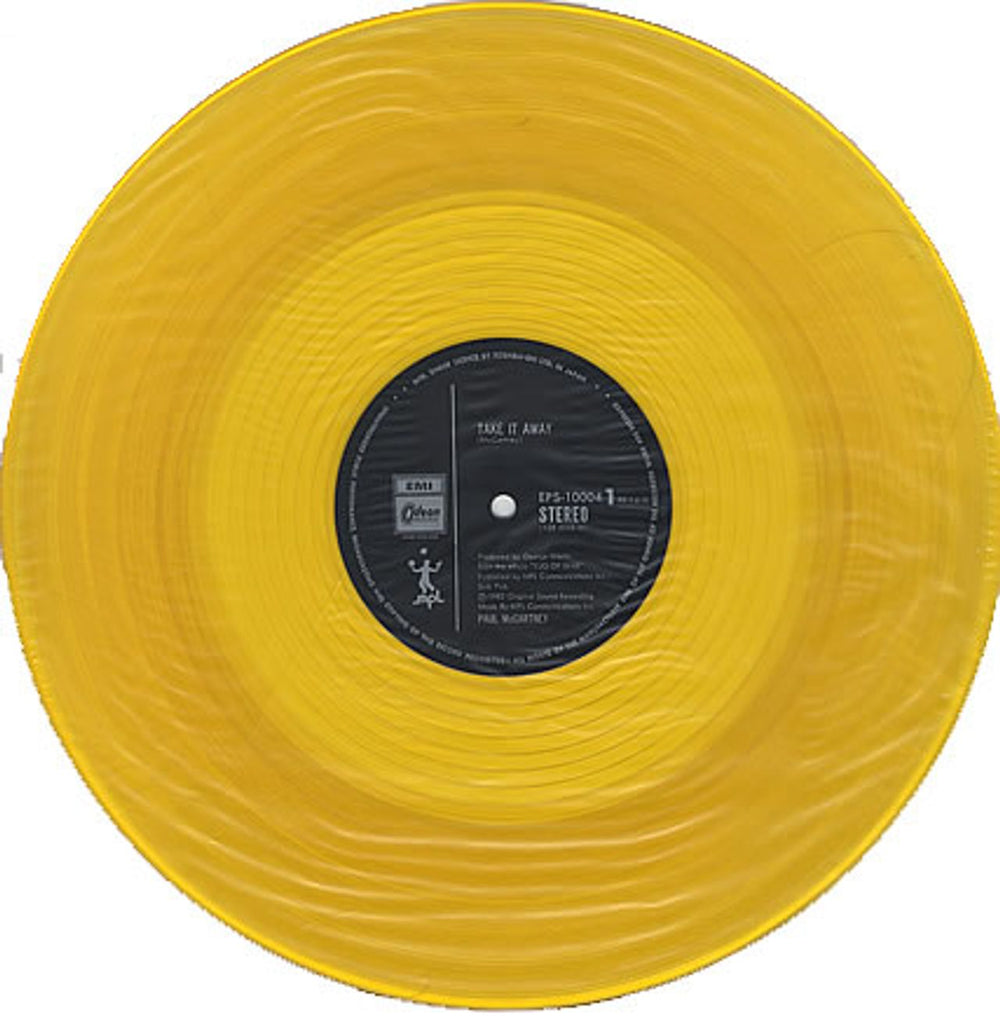 Paul McCartney and Wings Take It Away - Yellow Vinyl + Obi Japanese 12" vinyl single (12 inch record / Maxi-single) MCC12TA04774