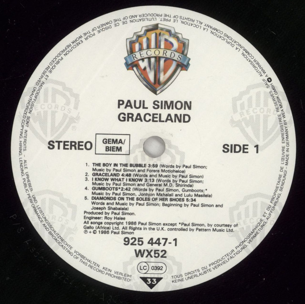Paul Simon Graceland - 1st UK vinyl LP album (LP record) PSILPGR287172
