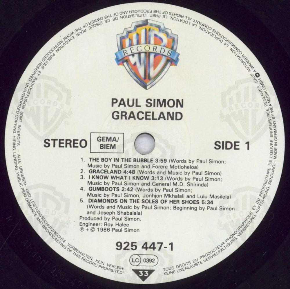 Paul Simon Graceland - Hype Stickered (4 Song) - EX UK vinyl LP album (LP record) PSILPGR848371