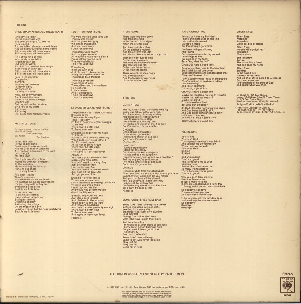 Paul Simon Still Crazy After All These Years Dutch vinyl LP album (LP record)